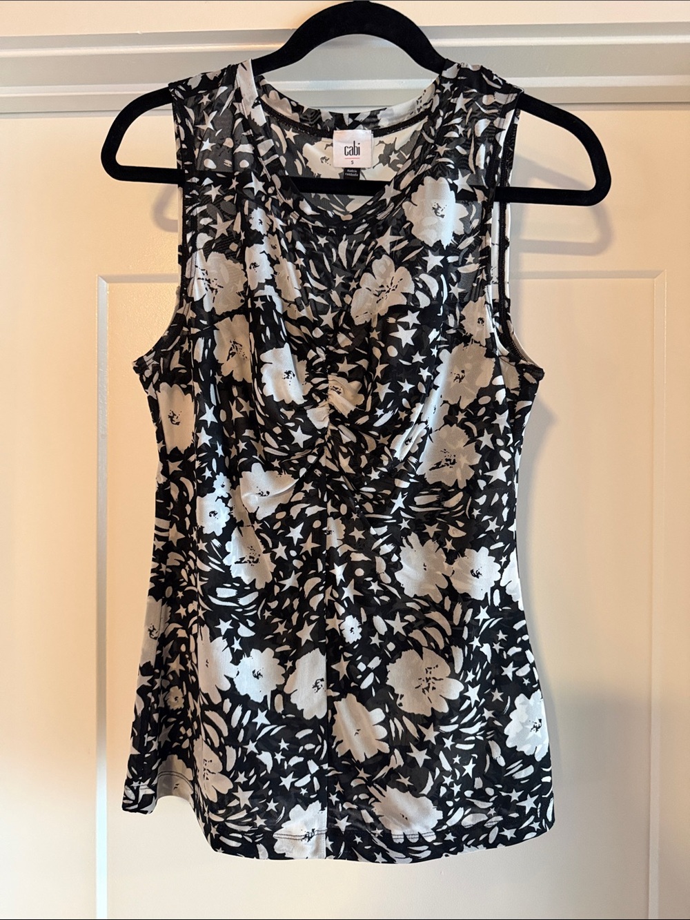 CAbi Black & White Floral Tank